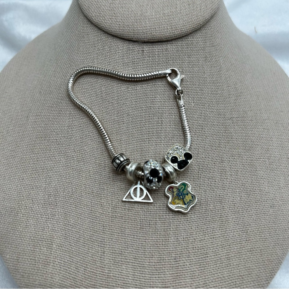 Disney Parks 925 Tested Charm Bracelet, Harry Potter, Mickey Mouse Made in Italy